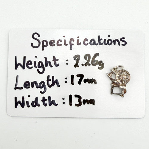 Vintage 925 Sterling Silver Spinning Wheel Charm CA28-17