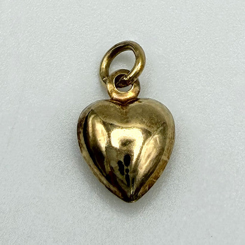 Vintage 9ct Yellow Gold Puffy Heart Charm PG36