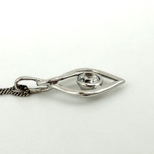 Vintage 9ct White Gold CZ Necklace PG90
