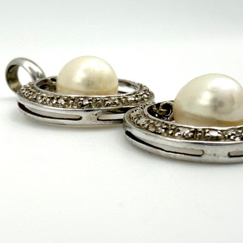 Vintage 9ct White Gold Pearl Pendant PG33