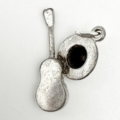 Vintage 925 Sterling Silver Musician Hat Guitar Charm CA29-9