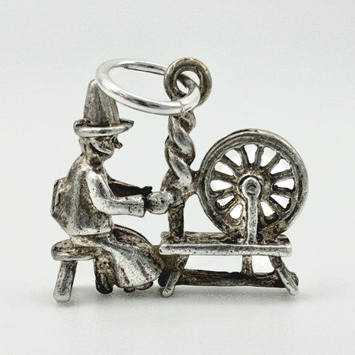 Vintage 925 Sterling Silver Spinning Wheel Charm CA25-63