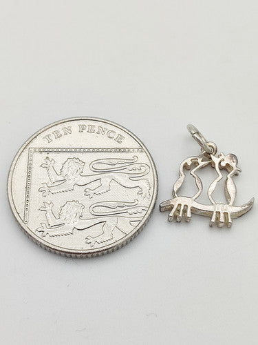 Vintage 925 Sterling Silver Love Birds Charm CA13-3