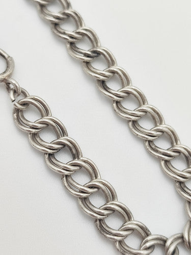 Vintage 925 Sterling Silver Double Curb Link Bracelet Bracelets-25