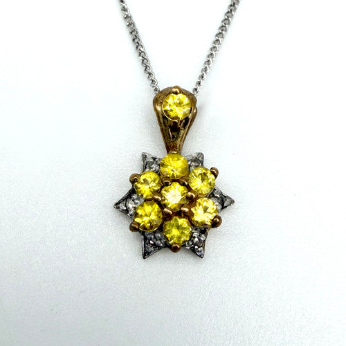 Vintage 9ct Yellow & White Gold Sapphire & Diamond Necklace PG78