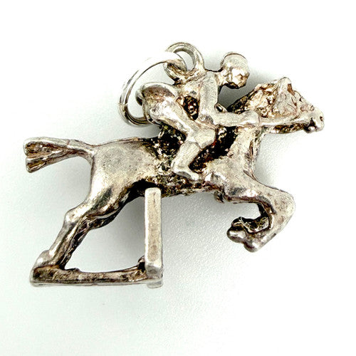 Vintage 925 Sterling Silver Horse Racing Jockey Charm CA27-16