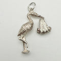 Vintage 925 Sterling Silver Stork & Baby Charm CA21-43