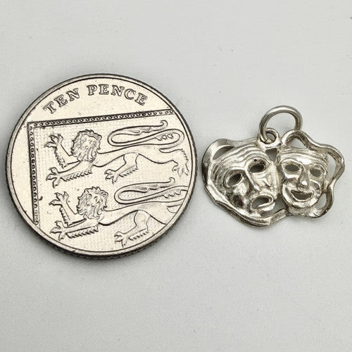 Vintage 925 Sterling Silver Tragedy Mask Charm CA22-65