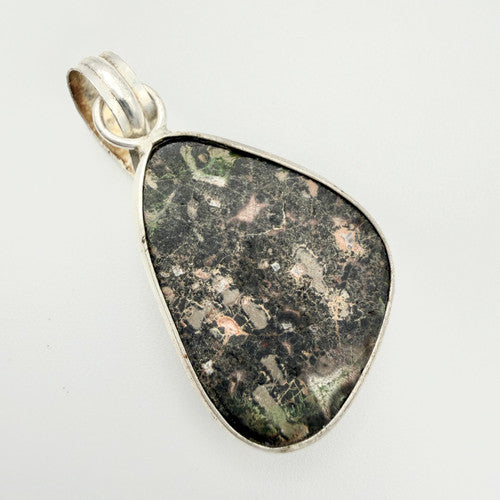 Vintage 925 Sterling Silver Firework Obsidian Pendant PAT122
