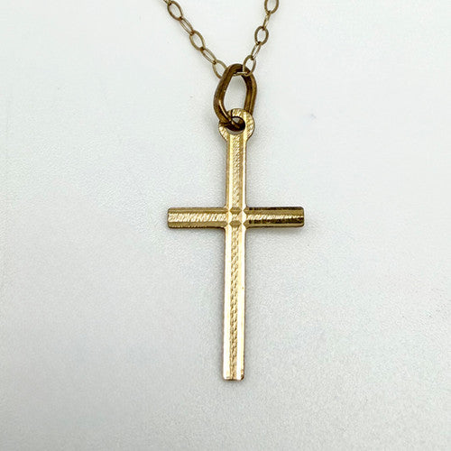 Vintage 9ct Yellow Gold Cross Necklace PG71