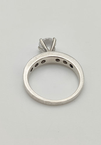 Vintage 925 Sterling Silver CZ Solitaire Ring PAT12