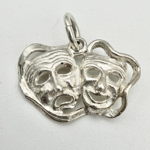 Vintage 925 Sterling Silver Tragedy Mask Charm CA22-65