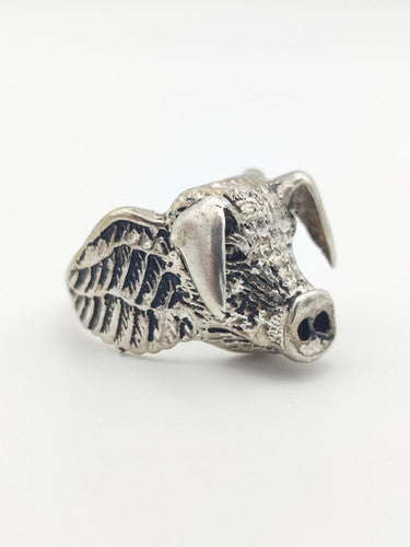 Vintage 925 Sterling Silver Eddie Munson Hogs Head Gothic Biker Ring PAT4