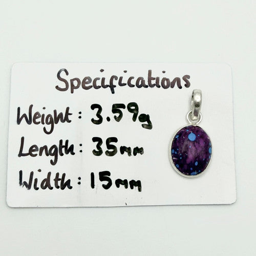 Vintage 925 Sterling Silver Purple Turquoise Pendant PAT117