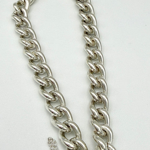 Vintage 925 Sterling Silver Heart Padlock Heavy Curb Bracelet Bracelets-62