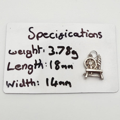 Vintage 925 Sterling Silver Spinning Wheel Charm CA21-48