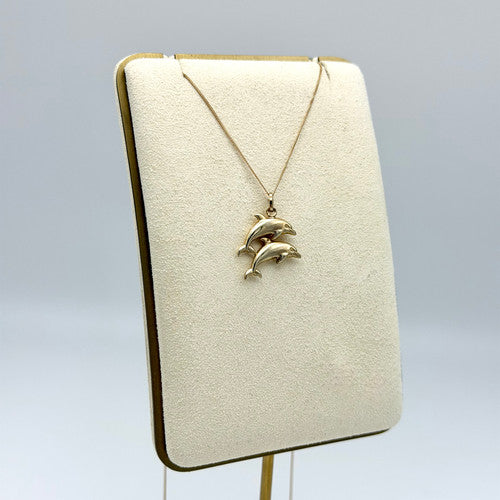 Vintage 9ct Yellow Gold Double Dolphin Necklace PG83