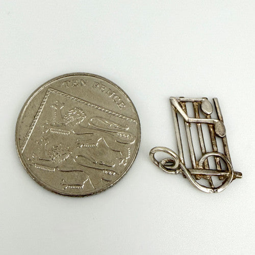 Vintage 925 Sterling Silver Music Notes Charm CA28-7