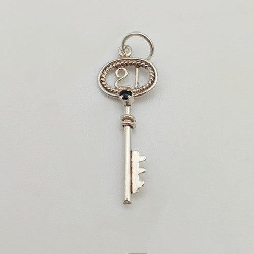 Vintage 925 Sterling Silver 21 Key Charm CA18-98