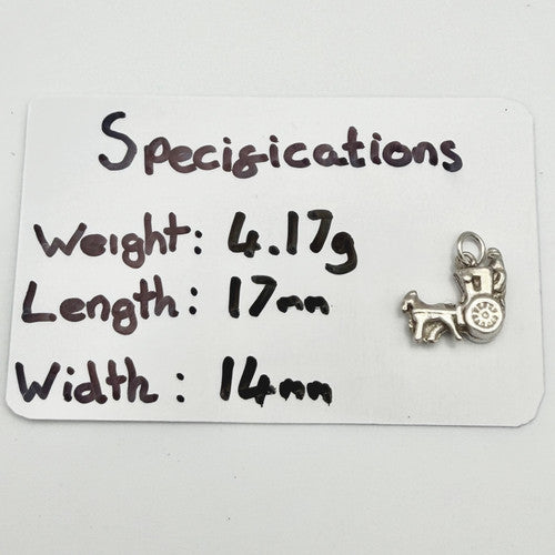 Vintage 925 Sterling Silver Horse And Carriage Charm CA22-92