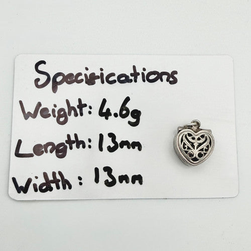 Vintage 925 Sterling Silver Heart Ring Box Charm CA23-28