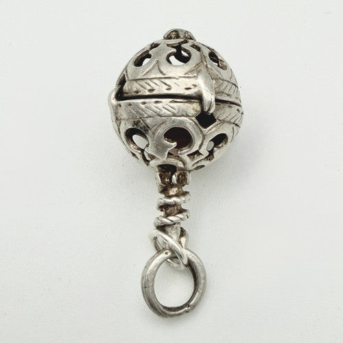 Vintage 925 Sterling Silver Baby Rattle Charm CA23-5