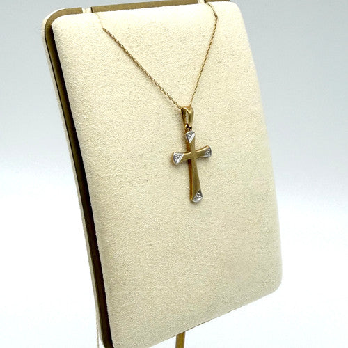 Vintage 9ct Yellow & White Gold Holy Cross Necklace PG56