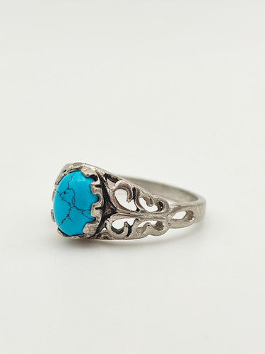 Vintage 925 Sterling Silver Turquoise Cabochon Ring PAT8