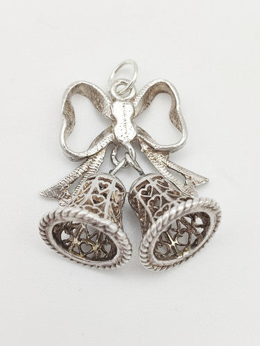 Vintage 925 Sterling Silver Bells Charm CA17-59
