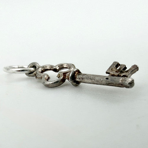 Vintage 925 Sterling Silver Letter E Key Charm CA29-20