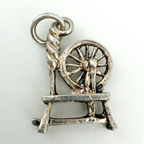 Vintage 925 Sterling Silver Spinning Wheel Charm CA28-4