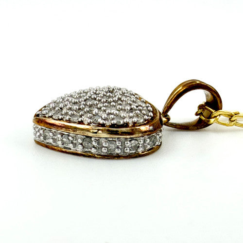 Vintage 9ct Yellow Gold 0.5ct Diamond Heart Necklace PG87