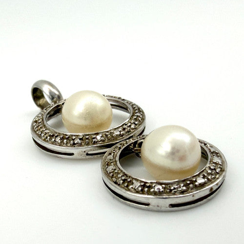 Vintage 9ct White Gold Pearl Pendant PG33