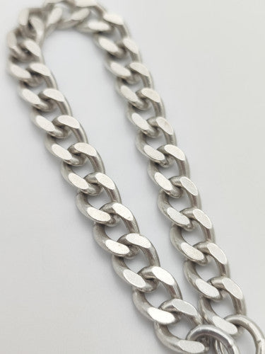 Vintage 925 Sterling Silver Flat Curb Link Padlock Bracelet Bracelets-4