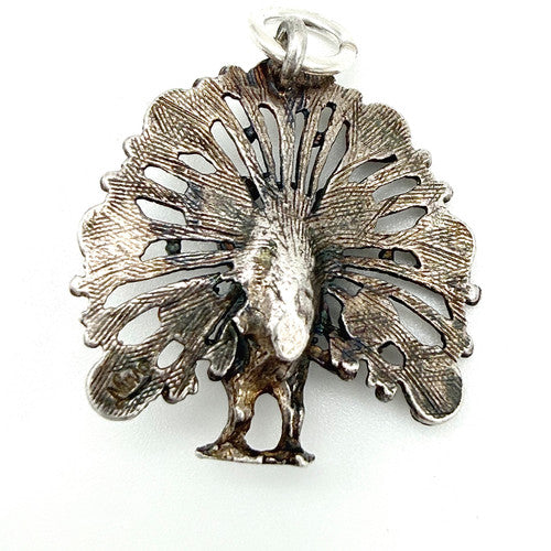 Vintage 925 Sterling Silver Peacock Charm CA26-31