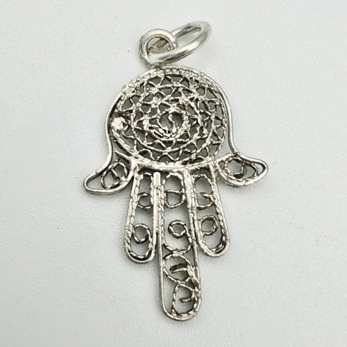Vintage 925 Sterling Silver Hamza Hand Charm CA23-44