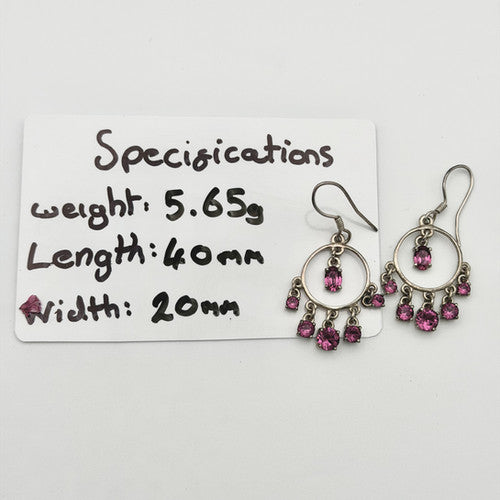 Vintage 925 Sterling Silver CZ Dangle Drop Earrings PAT140