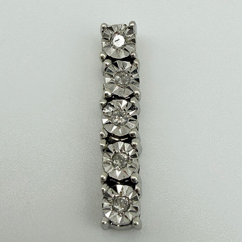Vintage 9ct White Gold Diamond Slider Pendant PG20