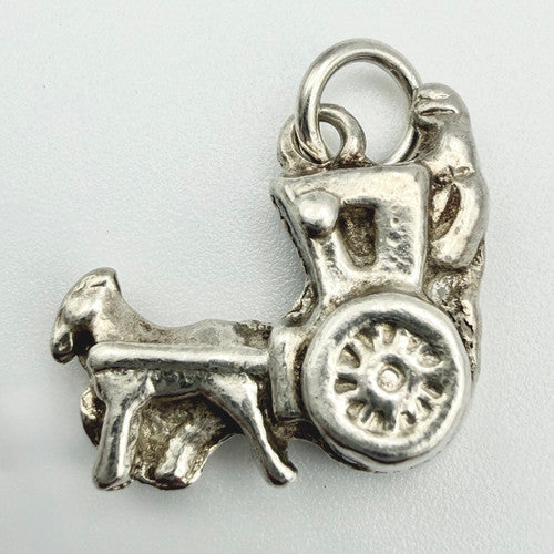 Vintage 925 Sterling Silver Horse And Carriage Charm CA22-92