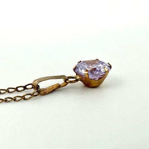 Vintage 9ct Yellow Gold Lilac CZ Necklace PG79
