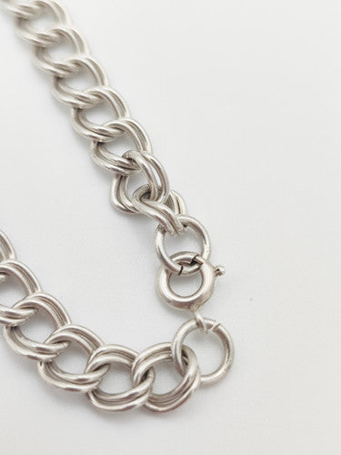 Vintage 925 Sterling Silver Double Curb Link Bracelet Bracelets-13