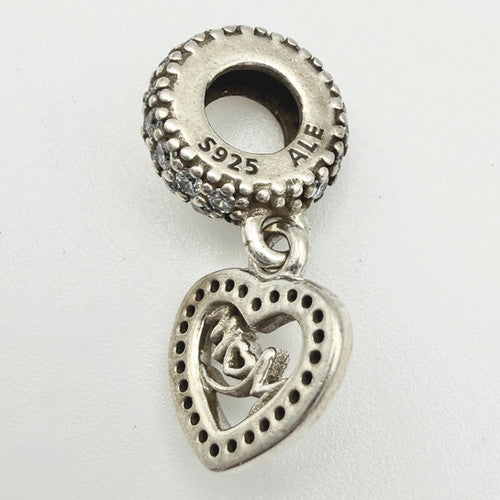 Vintage 925 Sterling Silver Mom Heart Charm CA22-26