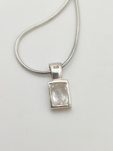 Vintage 925 Sterling Silver CZ Pendant Necklace PAT63