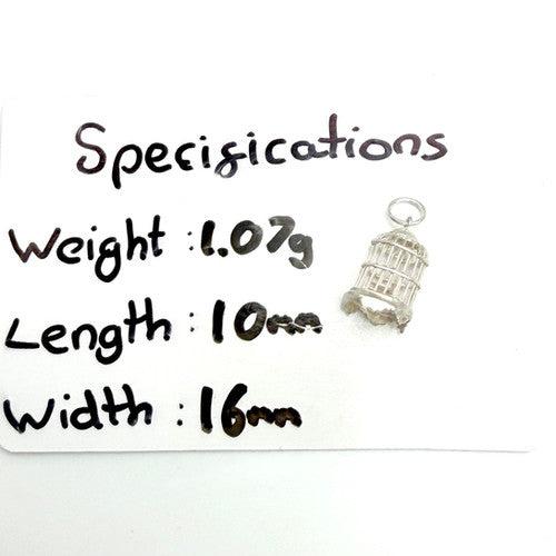 Vintage 925 Sterling Silver Bird Cage Charm CA27-39