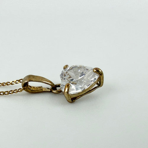 Vintage 9ct Yellow Gold CZ Necklace PG82