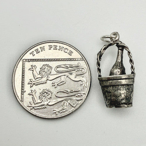 Vintage 925 Sterling Silver Champagne Bucket Charm CA24-21