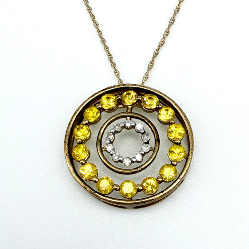 Vintage 9ct Yellow Gold Diamond Sapphire Slider Necklace PG60