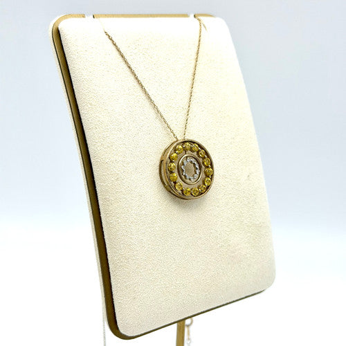 Vintage 9ct Yellow Gold Diamond Sapphire Slider Necklace PG60