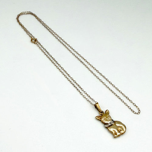 Vintage 9ct Yellow Gold Cat Necklace PG89