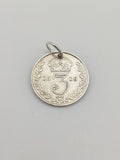 Antique 1919 Silver Three Pence Coin Charm CA17-95